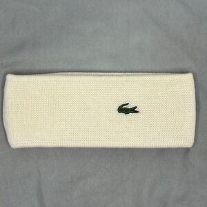 Lacoste Knit Headband Cream Croc Logo Warm Winter Sports Accessories New‎